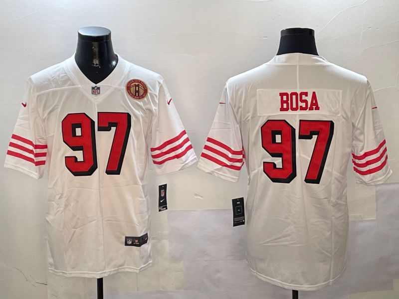 Men San Francisco 49ers #97 Bosa White Throwback 2024 Nike Limited NFL Jersey style 01044
